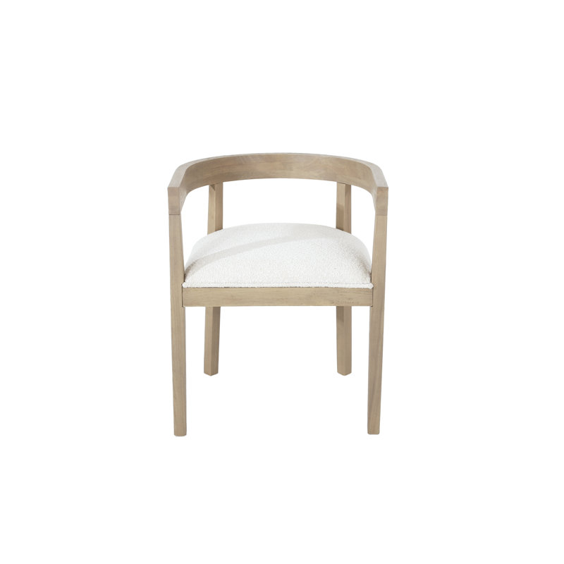 Daney Barrel Back Dining Chair, Almond Boucle, Light Ash