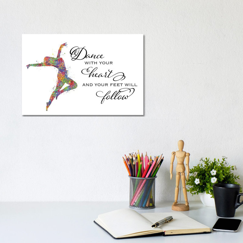Lyrical Dance Quote Heart Follow by Genefy Art - Wrapped Canvas Print, 20.32 cm H x 30.48 cm W