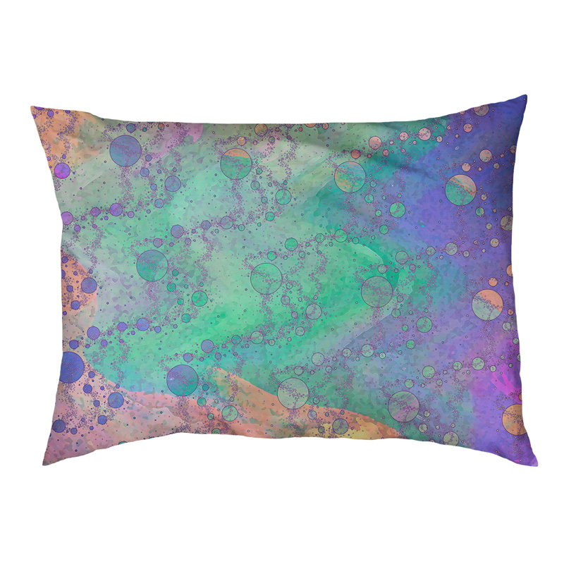 Coussin d'extérieur pour chien Byrge Planets Stars, Très grand (l 52 po x P 42 po x H 17 po), Mauve / olive / corail