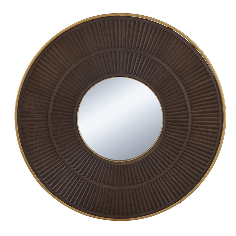 Claire Carter Round Wooden Wall Mirror with Iron Frame