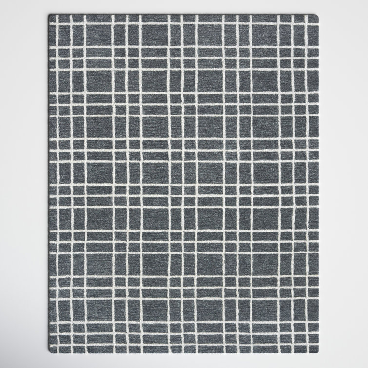 Alec Plaid Hand Tufted Wool Gray Area Rug