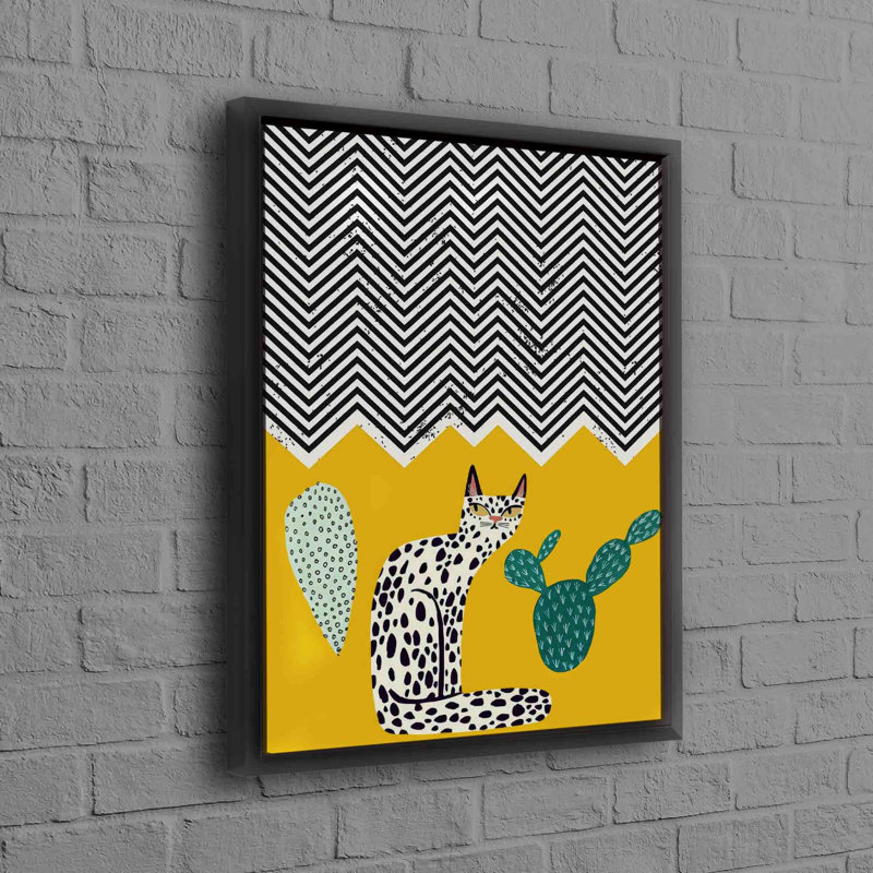 Stylish Cat Print on Minimal Canvas Poster Ideal for Large Wall Art and Perfect Gift, Framed Print without Mat, Black