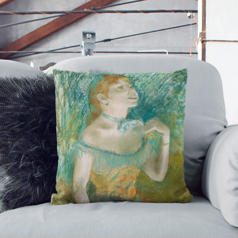 Portrait Of A Ballet Ballerina Dancer By Edgar Degas Square Throw Cushion, 55cm H x 55cm W x 20cm D