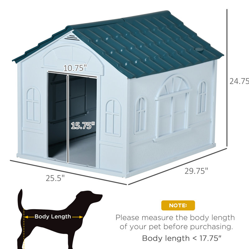 Cabane canine en plastique - bleu, pour petits et moyens chiens, imperméable, facile à rendre imperméable, facile à assembler