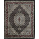 Hand-Knotted High-Quality Black and Red Area Rug
