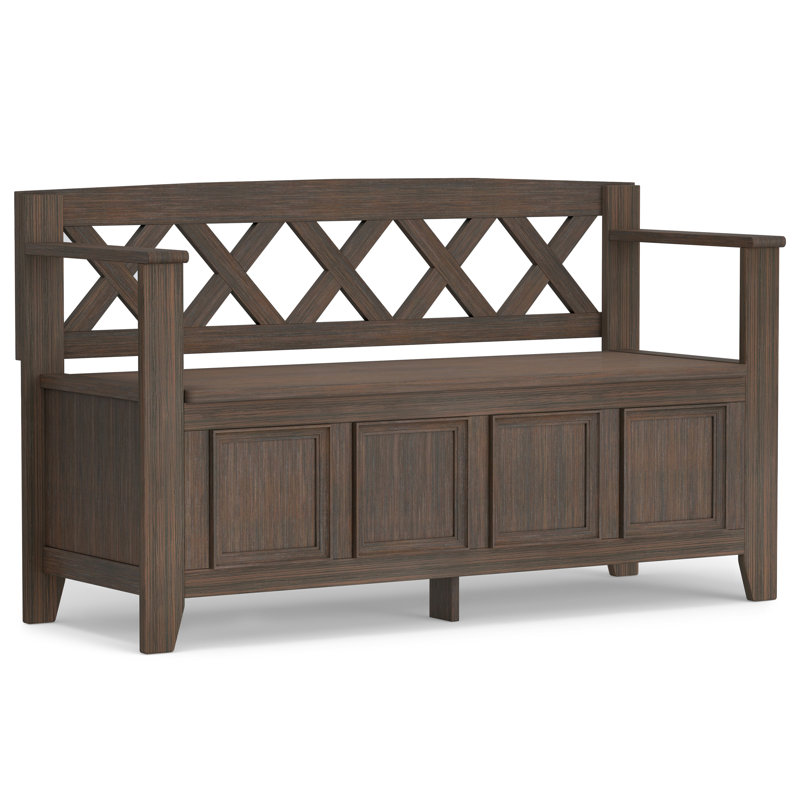 Banc de rangement en bois massif Amherst, Brun campagnard