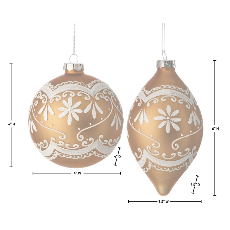 Ensemble de 6 boules de pain d'épice et ornement 4 à 6 po en verre