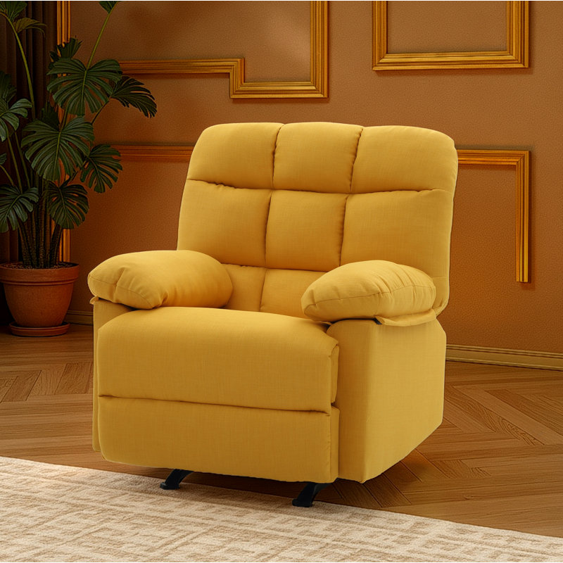 Fauteuil inclinable et berçant en tissu Tampere, Jaune