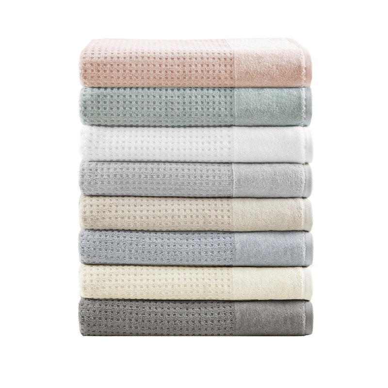 Aqua Cotton Waffle Jacquard 6-Piece Towel Set