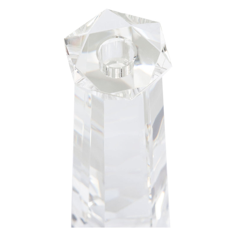 Bougeoir de table en cristal à facettes, H 13,5 po x l 3,75 po x P 3,75 po