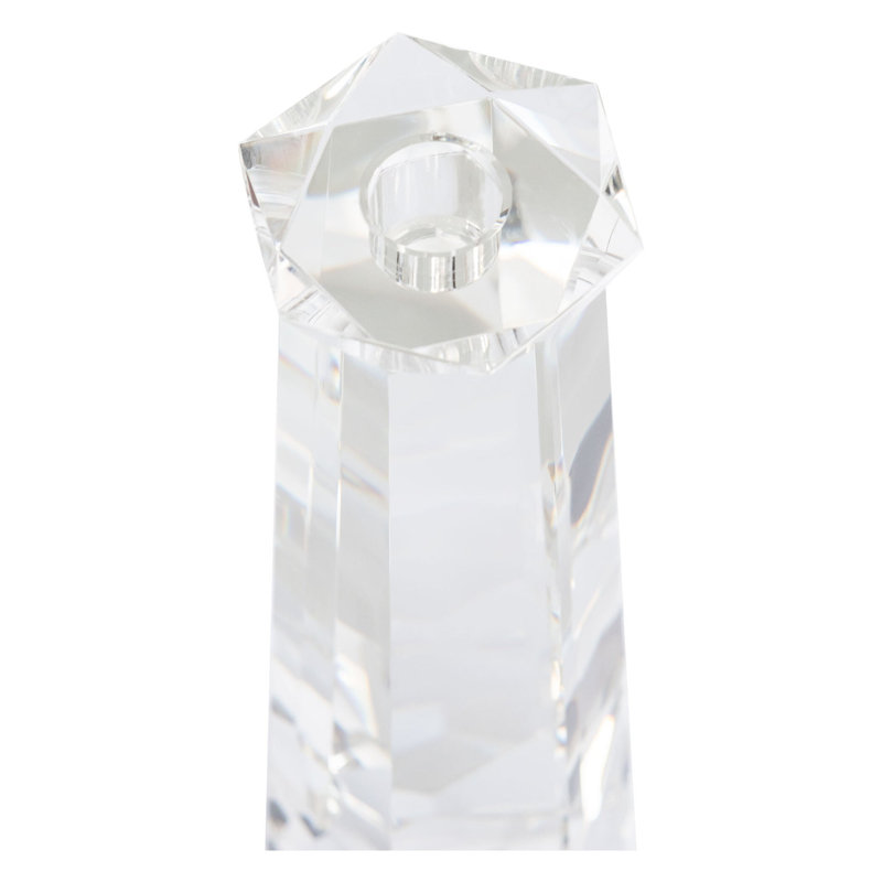 Faceted Crystal Tabletop Candlestick, 13.5" H x 3.75" W x 3.75" D