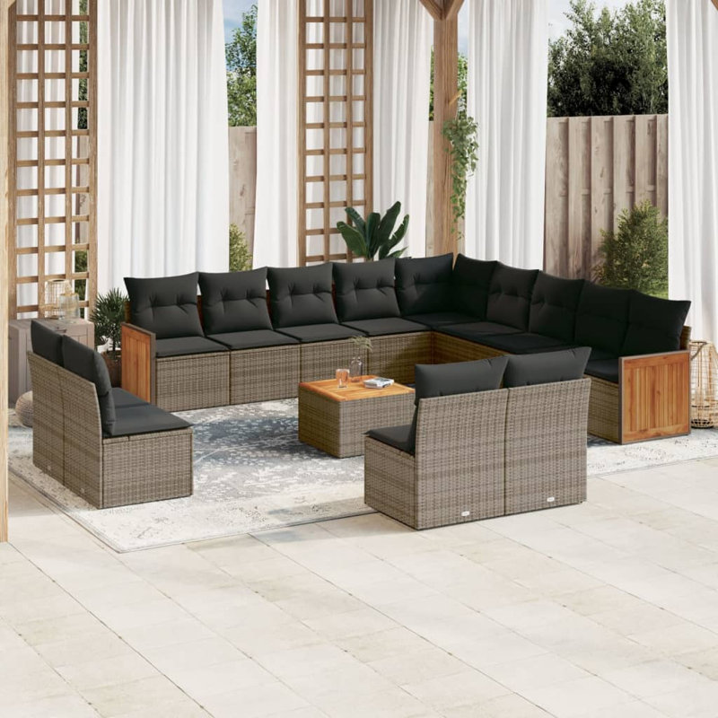 Vidaxl Garden Sofa Set, Gray Cushion/Gray Frame