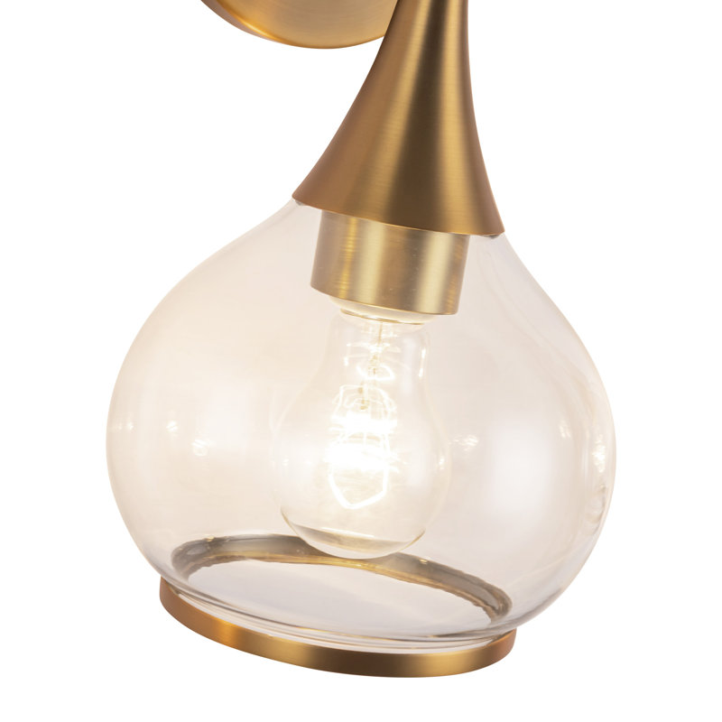 Éclairage pour meuble-lavabo Marsi, Verre transparent, Doré vieilli, 3