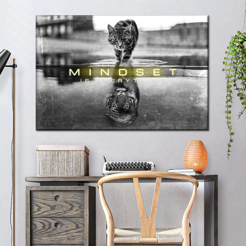 Mindset Is Everything Inspirational Quote Canvas Print, 12" H x 8" W x 1" D