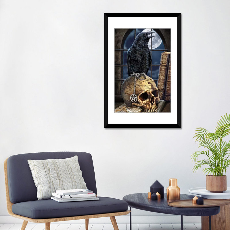 «Salem's Familiar», impression sur toile, H 32 po x l 24 po x P 1 po, Papier beaux-arts encadré noir, Blanc