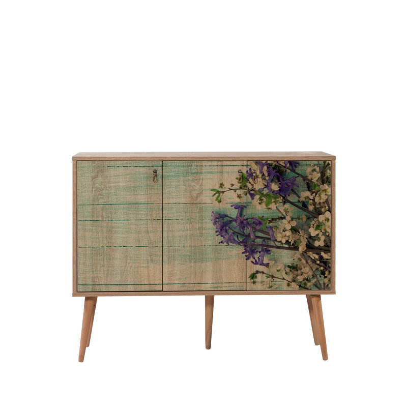 Agyen Modern Console Table with Multiple Shelves, Sonoma Oak, 47.2 x 35.4 x 14.2 inches | 100% Melamine Coated Particle Board, 0.7 inches Thick | Hornbeam Legs & Metal/Rope Handles, UV Coated, Wall-Mountable Design