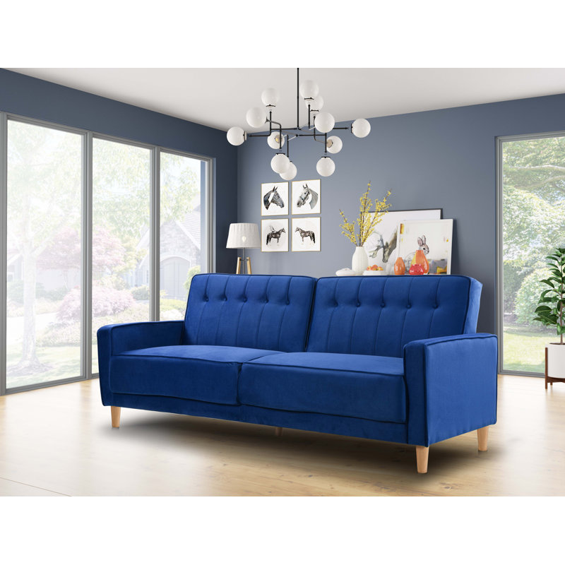 Oram 3 Seater Velvet Sleeper, Blue 