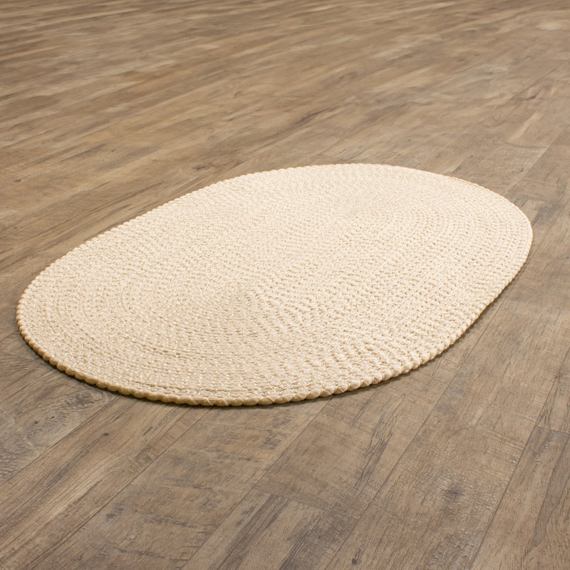 Solid Braided Farmhouse Performance Area Rug, Rectangle 2' x 4'