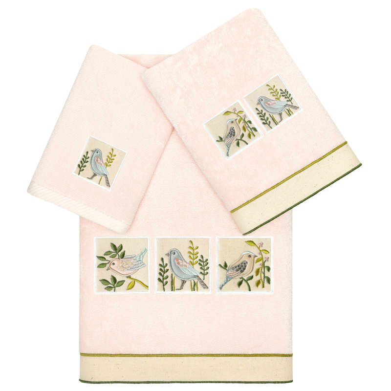 3 Piece Turkish Cotton Towel Set, Blush