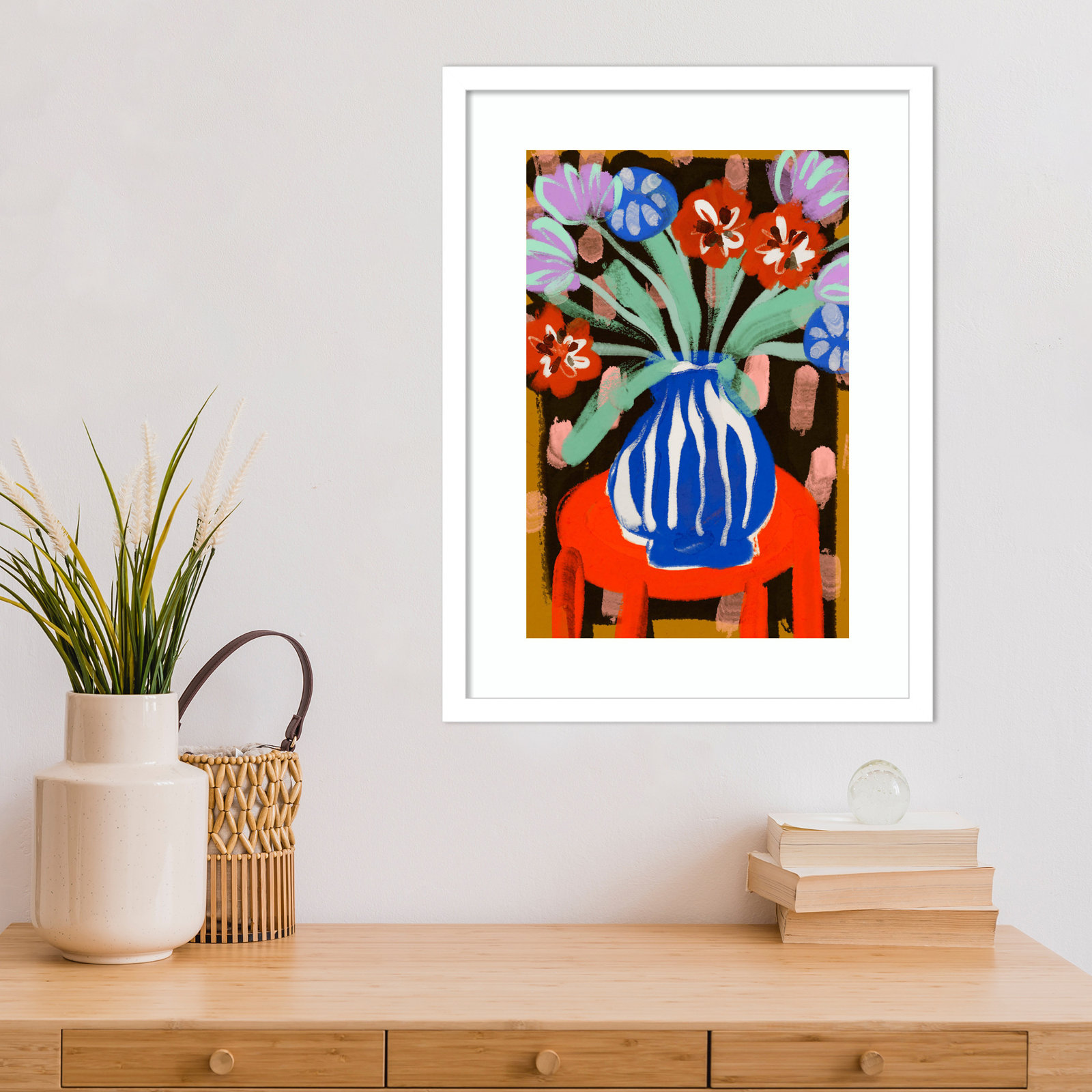 Ocilla "Floral Still Life No. 2" Print, White, 21" H x 16" W