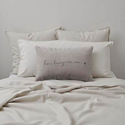 How Lucky We Are Embroidered Lumbar Pillow