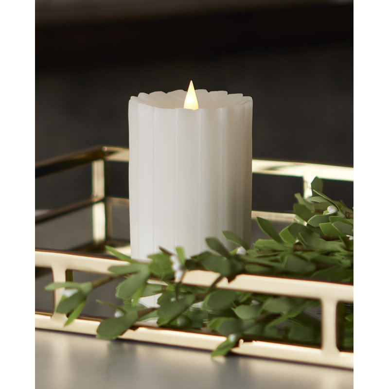 Bougie pilier DEL sans cire Sutton, H 5 po x l 3,25 po x P 3,25 po, Blanc