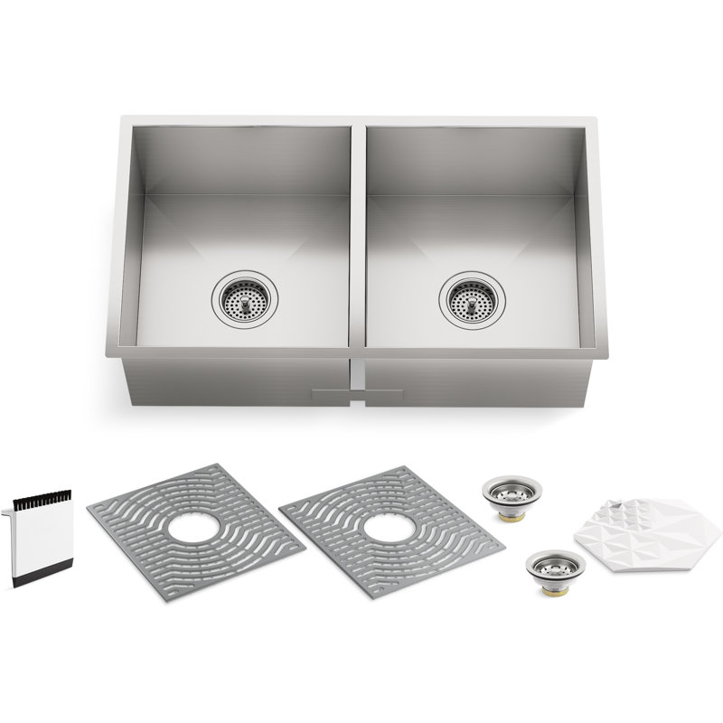 Ludington 32'' L Undermount Double Bowl Stainless Steel Kitchen Sink