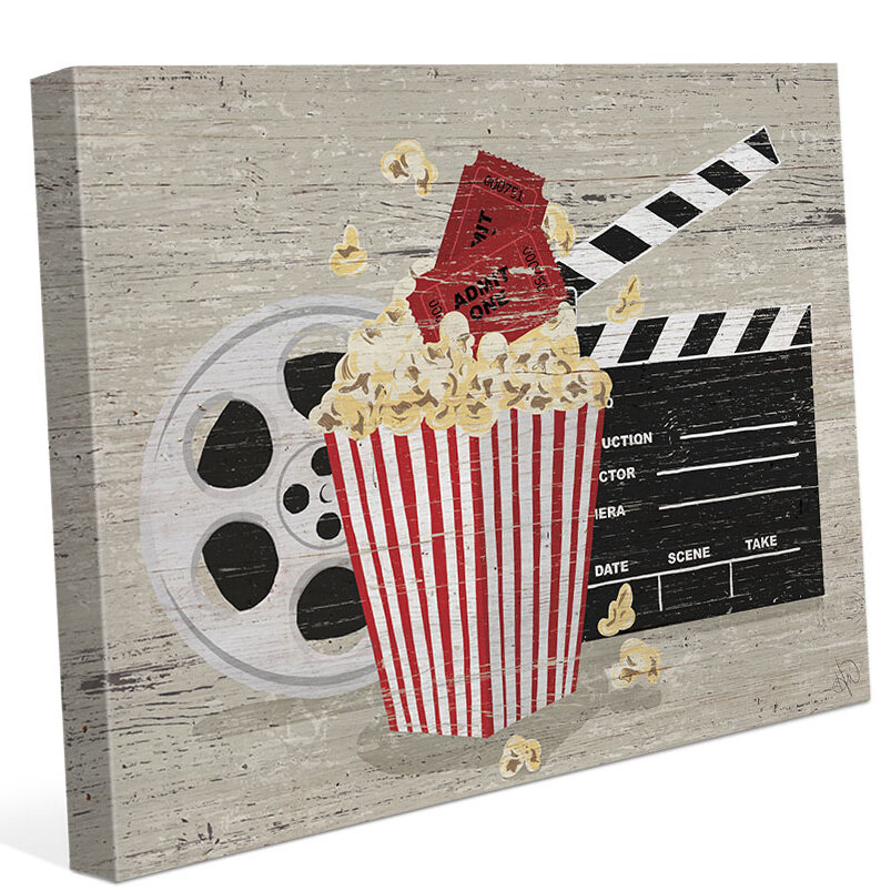 Movie Clapper Board Film Reel Popcorn Cinema Canvas Print Large Picture Wall  Art