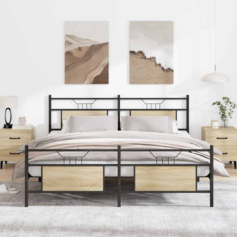 Metal Bed Frame Without Mattress, Sonoma Oak, Super King (6')
