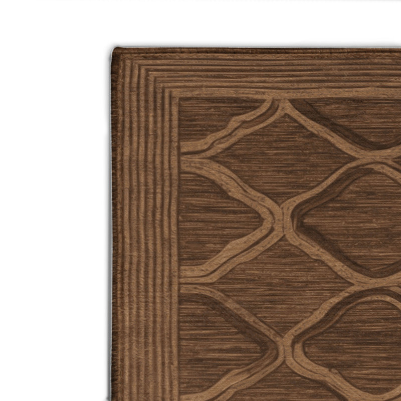 Trellis Brown Indoor and Outdoor Area Rug, Rectangle 2' x 3'