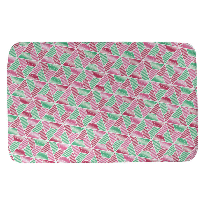Tapis pour salle de bain katelyn elizabeth trapézoïdals, l 21 po x L 34 po, Vert / Rose / Rouge