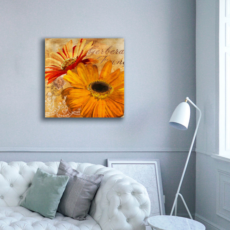 Lark Manor 'Golden Gerbera 2' by Art Licencing Studio Canvas Wall Art, 37" x 37"