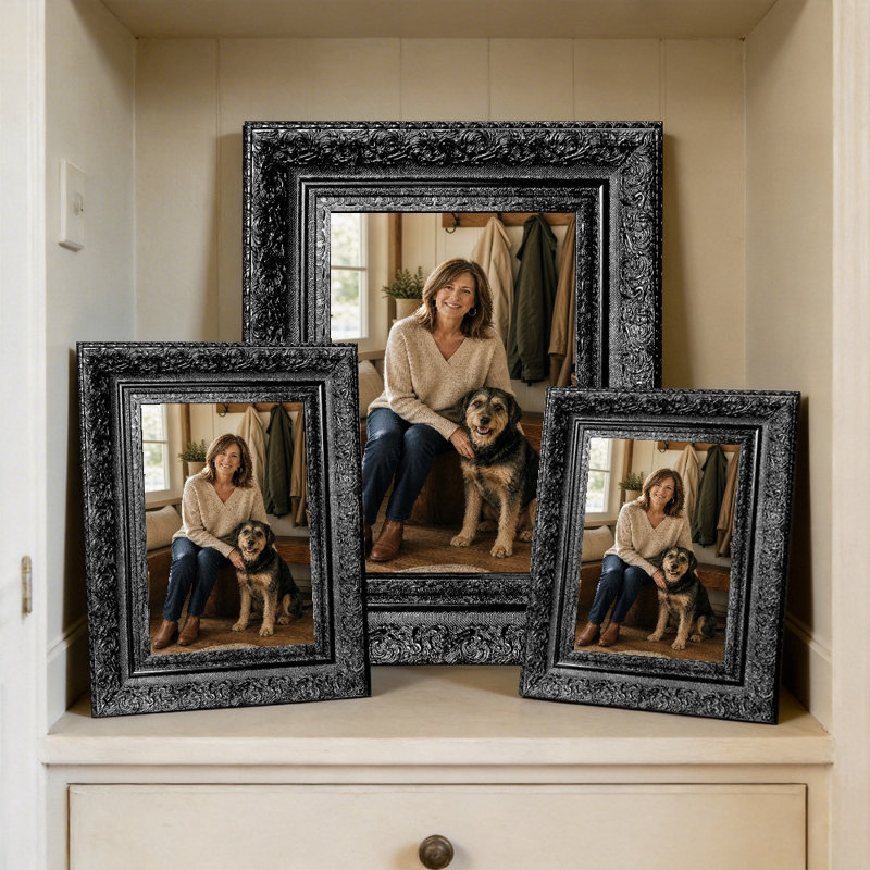 Cadre photo 3 pièces 11 "x 14" noir pour tablette de chambre à coucher, 11" W x 14" H, Black, 3