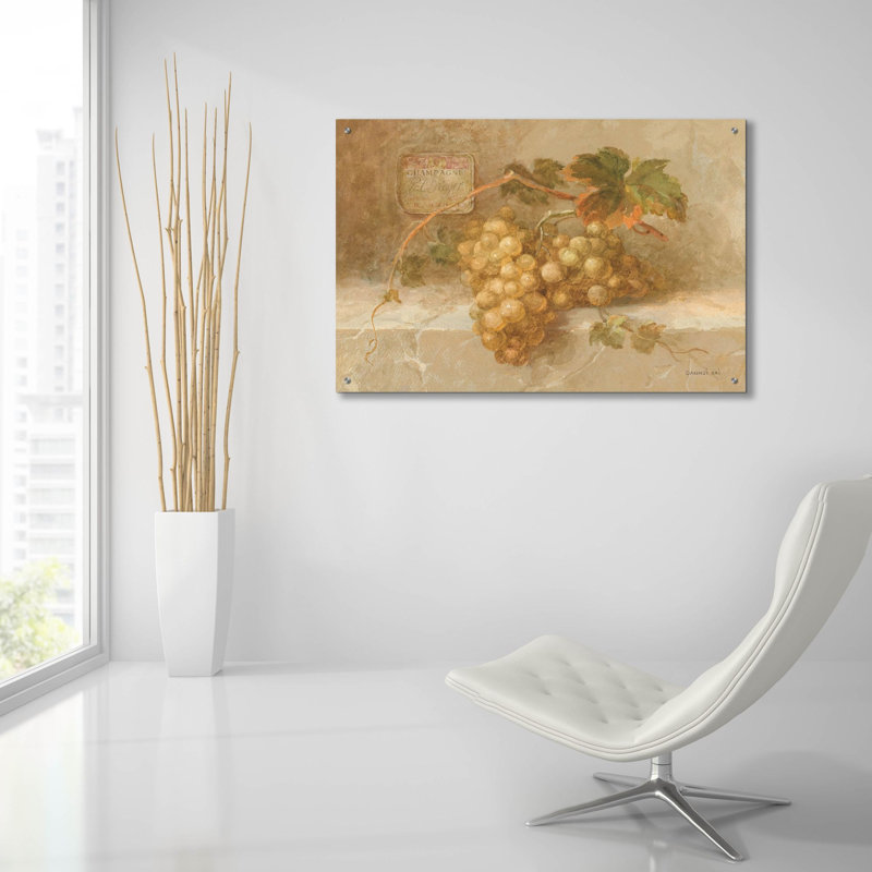  «Champagne Grapes» par Danhui Nai, art mural en verre acrylique, 36 po x 24 po