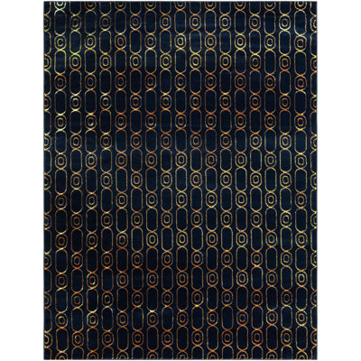 Tapis contemporain bleu marine et doré Vincente