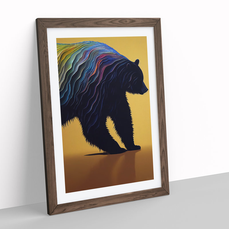 Mighty Bear Abstract - Framed Print, 34cm H x 25cm W, Walnut