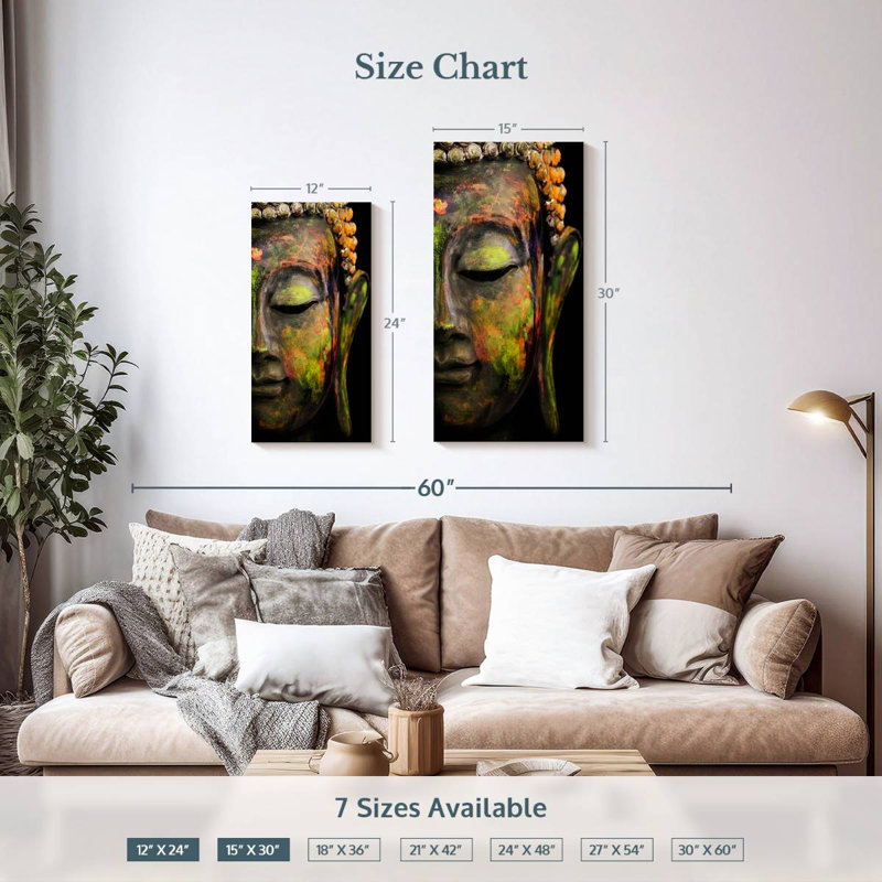 «Half Buddha Face», reproduction sur toile, H 24 po x l 12 po 