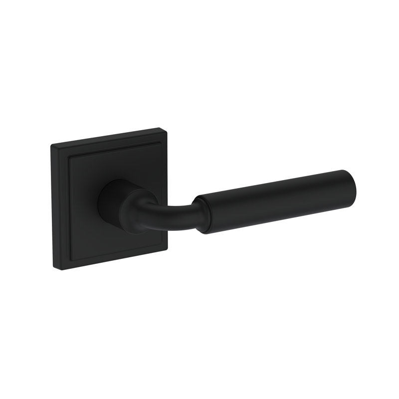 La Conner Half Dummy Lever with Stepped Square Rose in Lifetime (PVD) Polished Nickel, Matte Black
