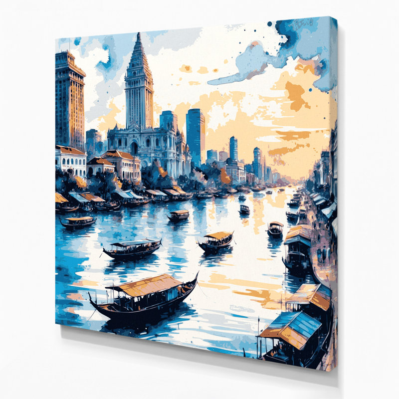 Art mural sur toile avec villes grises, Ho Chi Minh City, Vietnam, H 8 po x l 8 po