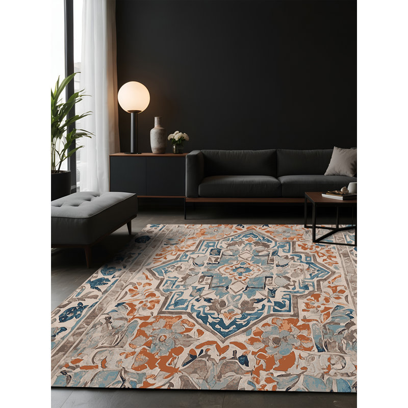 Tapis gris soyeux et moelleux, Rectangle 6 pi x 9 pi