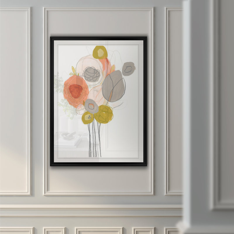 " Wildflower Contour I ", 26.5" H x 36.5" W x 1.5" D, Black Framed
