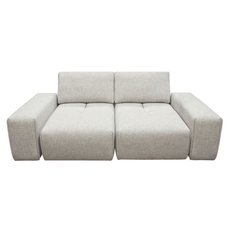 Light Brown Fabric Modular 2-Seater Sofa with Adjustable Backrests