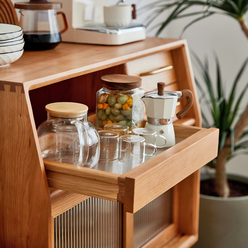 31.50"Solid Wood Cherry Wood brown Sideboard