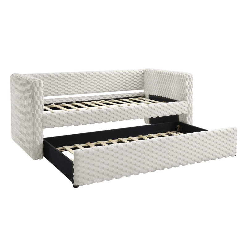 Lit de jour moderne avec couchette coulissante et revêtement texturé pour des solutions de couchage et de sièges flexibles