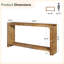 Console de 63 pouces en bois massif, canapé de 63 po avec tablette de rangement à 2 niveaux, brun rustique