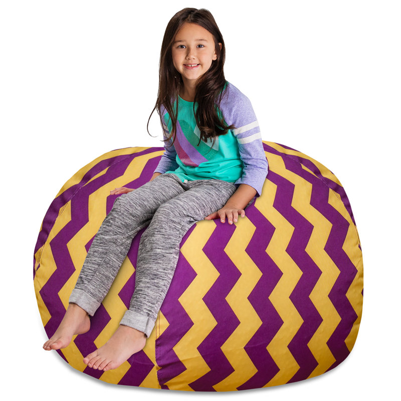 Housse pour fauteuil à billes Kids, Très grand - 48 po, Motif de chevron mauve et jaune