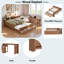 Lit de jour en bois avec tiroirs de rangement, tablettes latérales, bureau et lit gigogne-917967297-917967302