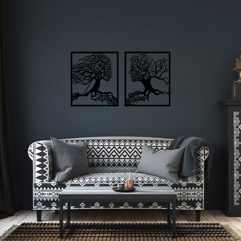 Decorative Metal Wall Accessory (2 Pieces), Black, 19.7 x 22.8 inches | 100% Metal, Thickness: 0.06 inches | Perfect for Home Decor, Unique Design, Easy to Hang, Durable and Stylish Accent for Any Room