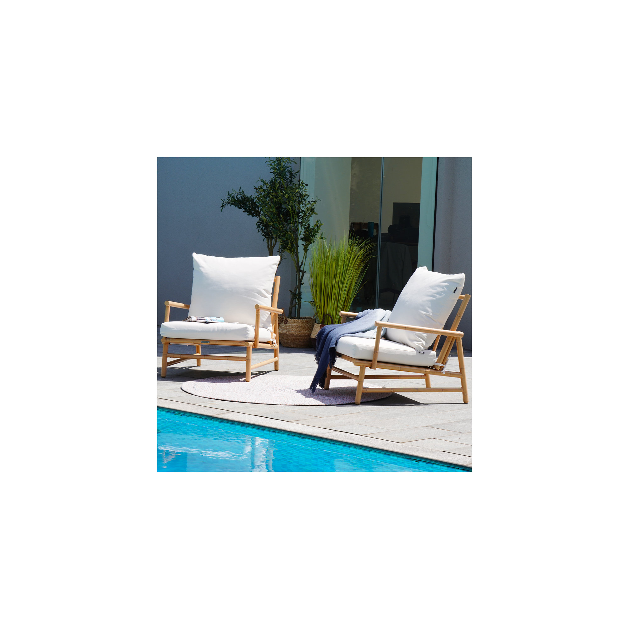 Outdoor Bohemian Style Upholstered Armchair With Cushions(Set Of 2)