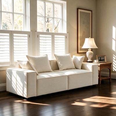 Makassar 89.37'' Sofa with Square Armrests